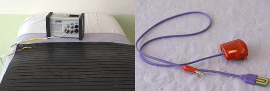 Two types of bedwetting alarms Two types of bedwetting alarms: bell and pad alarm (left) and personal alarm (right)
